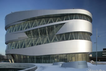 The new Mercedes-Benz Museum Exterior View During the Day