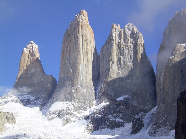 The granite peaks of the Towers of Paine in Chile (Photograph: Wikipedia)