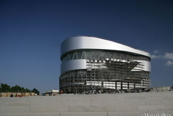 The new Mercedes-Benz Museum Exterior View During Construction